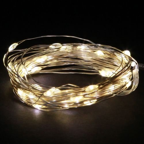 Guirnalda de luces LED 40 micro-LED blanco cálido temporizador para batería 6 piezas