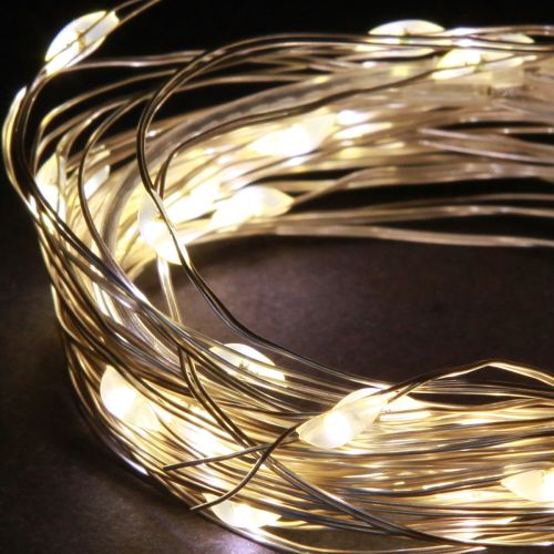 Artículo Guirnalda de luces LED 40 micro-LED blanco cálido temporizador para batería 6 piezas