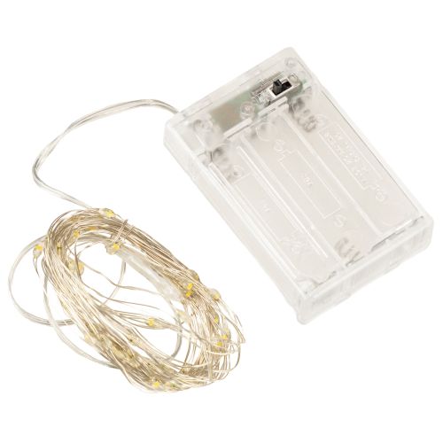 Artículo Guirnalda de luces LED, 50 bombillas, funciona con pilas, 5 m, luz blanca cálida