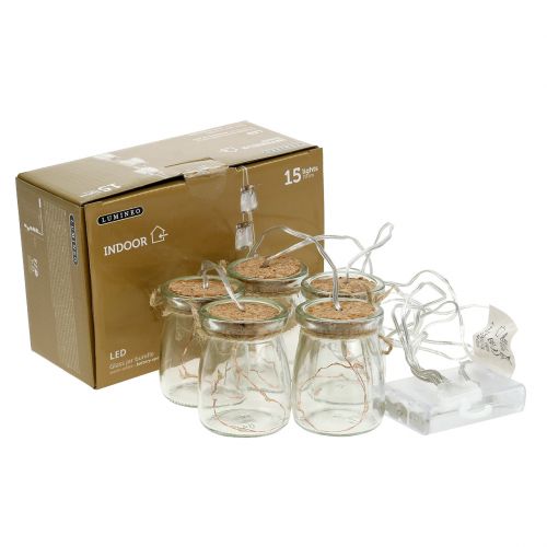 Floristik24 Cadena de luz LED en vidrio blanco cálido 70cm 15 luces