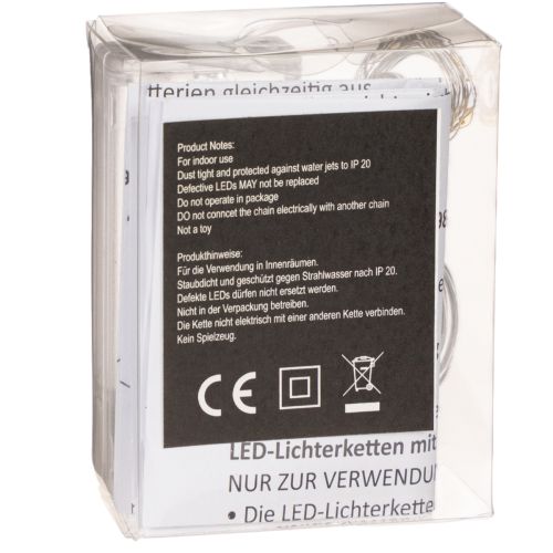 Guirnalda de luces LED a pilas para interiores, luz blanca cálida, 10 LED, 1 m de longitud, 6 unidades. | Floristik24.es