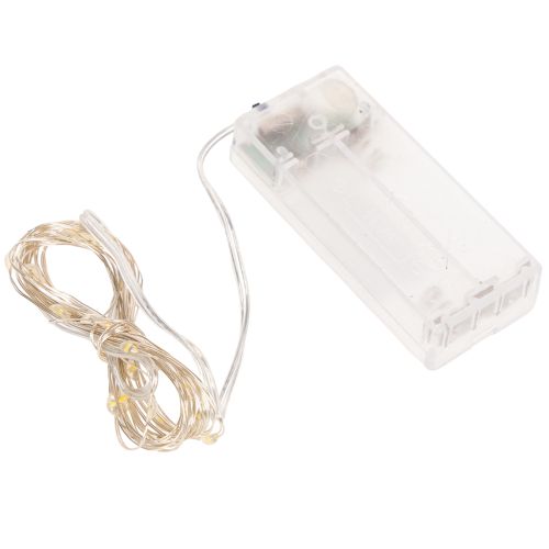 Guirnalda de luces LED para interiores, funciona con pilas, luz blanca cálida, 30 LED, 3 m, 6 unidades | Floristik24.es