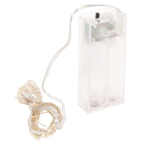Guirnalda de luces LED para interiores, funciona con pilas, luz blanca cálida, 30 LED, 3 m, 6 unidades | Floristik24.es