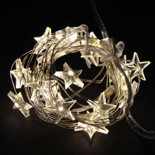 Guirnalda de luces LED estrellas 20 micro LED blanco cálido temporizador 6 piezas