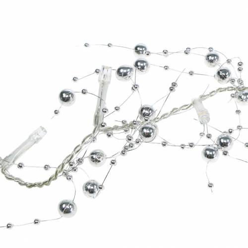 Cadena de luz LED guirnalda de perlas plata blanco cálido L120cm