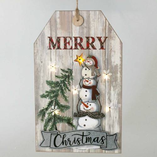 Artículo Muñeco de nieve mural LED &quot;Feliz Navidad&quot; 23 × 38,5cm Para batería