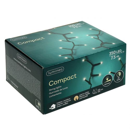 Artículo Cadena de luces LED de arroz 350 verde, blanco cálido para exterior 7,5 m