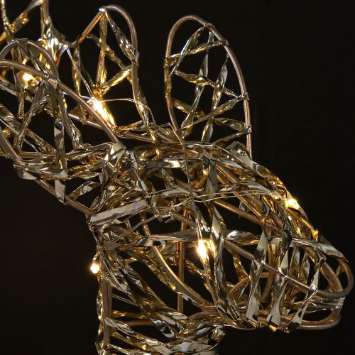 Artículo Reno LED de metal para decoración navideña de interior, dorado, 40 cm de alto