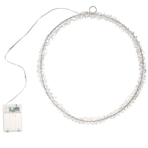 Floristik24 Anillo LED de metal decorativo para colgar plata blanco cálido 30cm