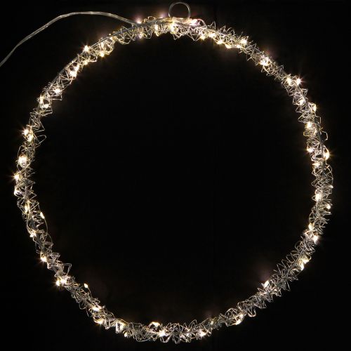Artículo Anillo LED de metal decorativo para colgar plata blanco cálido 30cm