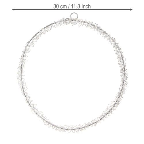 Artículo Anillo LED de metal decorativo para colgar plata blanco cálido 30cm