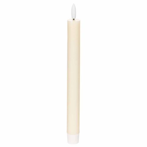 Vela LED cónica blanca con luz blanca cálida, 24 cm, con temporizador, 2 unidades.