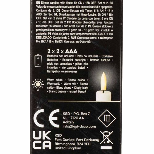 Vela LED cónica blanca con luz