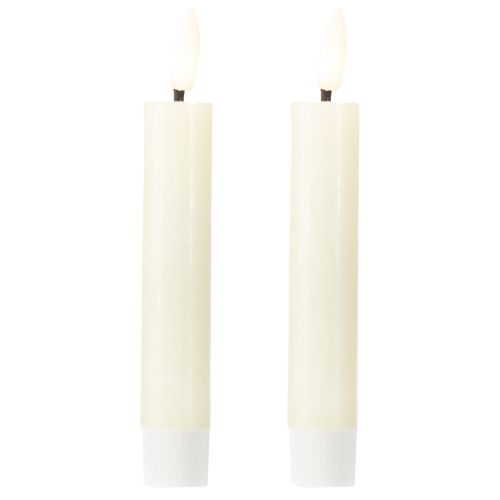 Vela LED color crema blanco cálido cera real H14,5cm 2 piezas