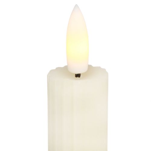 Artículo Velas de palo LED con temporizador velas estriadas crema 24,5cm 4 piezas