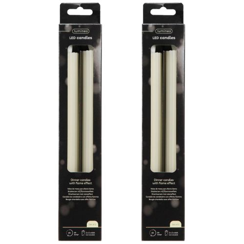 Artículo Velas de palo LED con temporizador velas estriadas crema 24,5cm 4 piezas