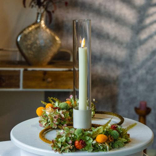 Velas de palo LED con temporizador velas estriadas crema 24,5cm 4 piezas | Floristik24.es