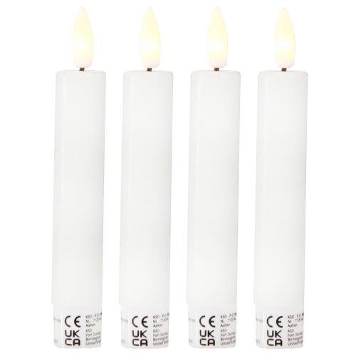 Floristik24 Velas de palo LED con temporizador cera real blanca cálida 14,5 cm 4 piezas