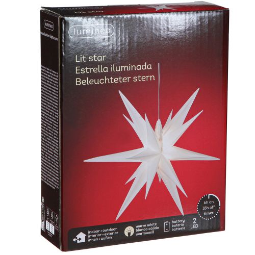 Floristik24 Estrella LED 3D temporizador blanco batería exterior Ø30cm H74cm