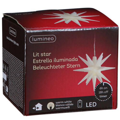 Artículo Estrella LED exterior estrella de luz blanca batería Ø12cm H66cm