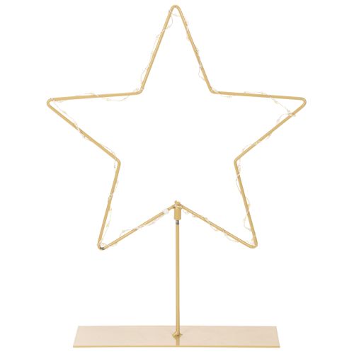 Estrella con 50 LED, adorno de mesa de metal, funciona con pilas, para uso en interiores, 33 cm.
