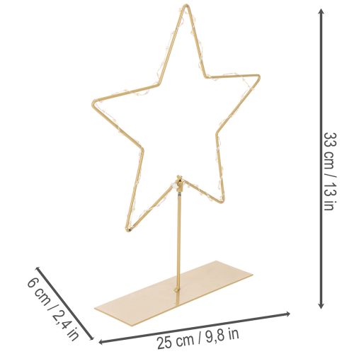 Estrella con 50 LED, adorno de mesa de metal, funciona con pilas, para uso en interiores, 33 cm. | Floristik24.es