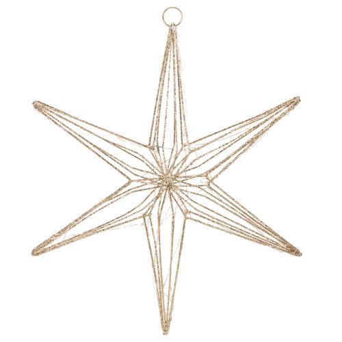 Estrella decorativa LED de alambre, adorno colgante para interiores, 40 LED, blanco cálido, 42 cm