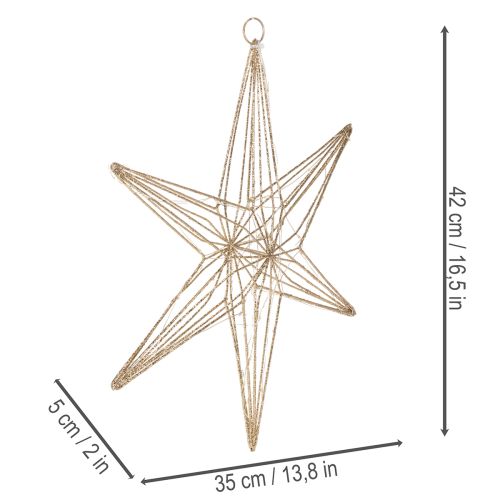 Estrella decorativa LED de alambre, adorno colgante para interiores, 40 LED, blanco cálido, 42 cm | Floristik24.es