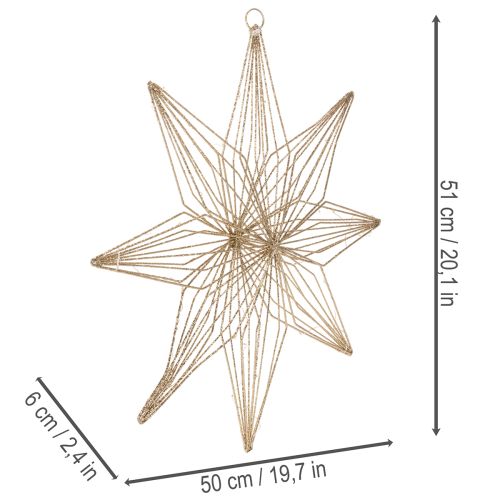 Estrella decorativa LED de alambre para colgar, para uso interior, funciona con pilas, 51 cm. | Floristik24.es