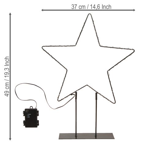 Artículo Estrella LED de pie de metal 100 Micro LED blanco cálido Ø37cm