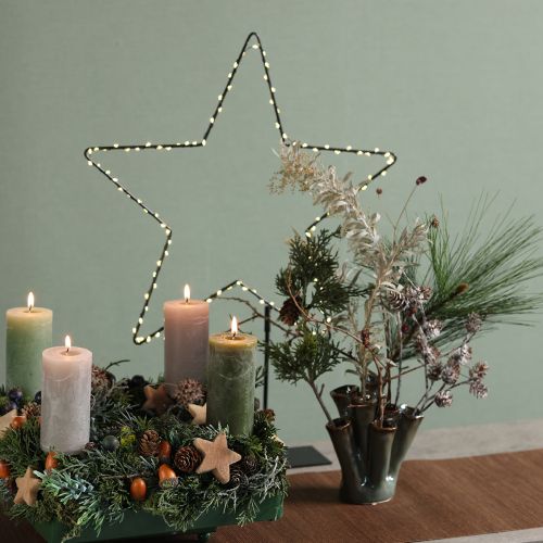 Floristik24 Estrella LED de pie de metal 100 Micro LED blanco cálido Ø37cm