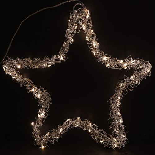 Floristik24 Estrella LED para colgar metal plateado 70 LED blanco cálido Ø25cm