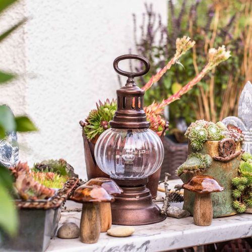 Floristik24 Linterna de huracán LED, lámpara de metal, luz decorativa, aspecto vintage Ø12.5cm H30cm