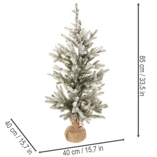 Árbol de Navidad artificial con nieve en bolsa de yute, 40 LED, para uso interior, 85 cm. | Floristik24.es