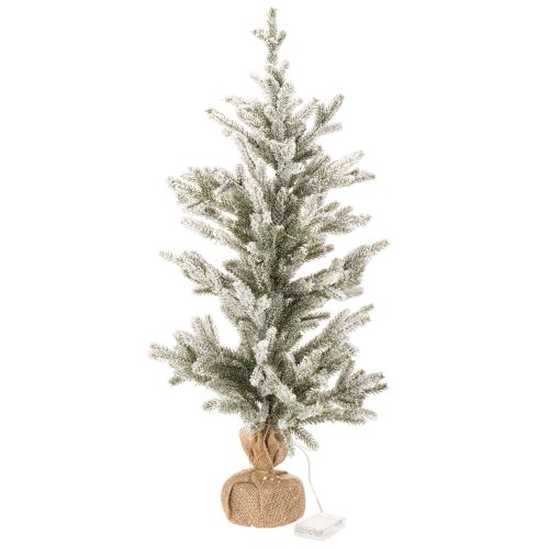 Árbol de Navidad artificial con nieve en bolsa de yute, 40 LED, para uso interior, 85 cm. | Floristik24.es