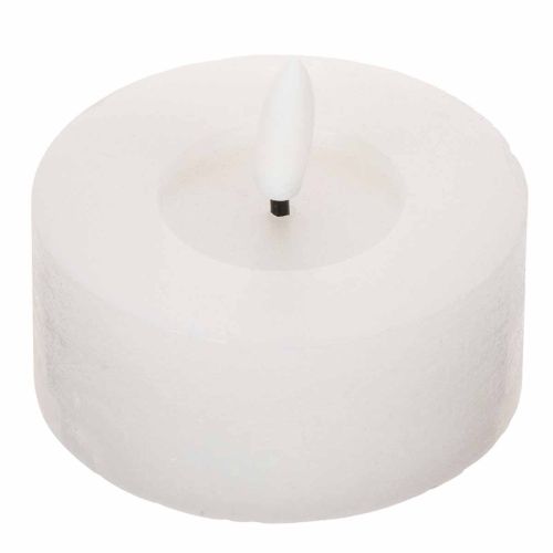Vela LED XL Tealight blanca de cera auténtica con temporizador, luz blanca cálida, 6 cm, 2 unidades.
