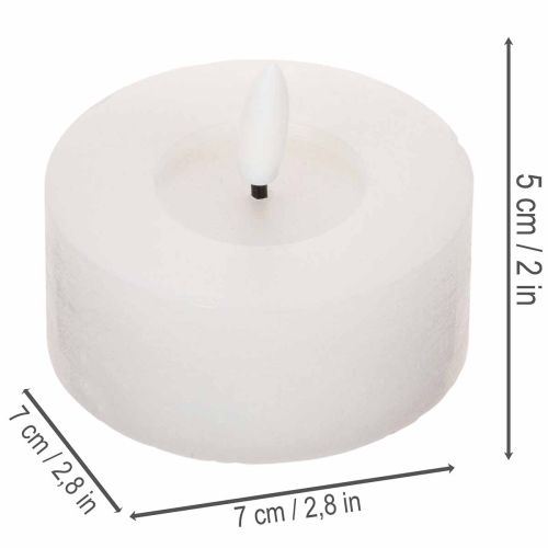 Vela LED XL Tealight blanca de cera auténtica con temporizador, luz blanca cálida, 6 cm, 2 unidades. | Floristik24.es