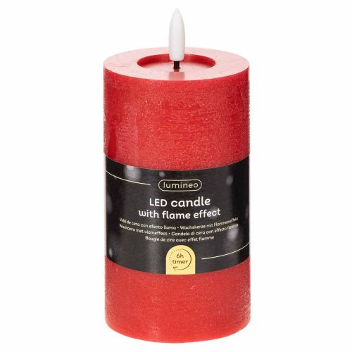 Vela LED cilíndrica roja con