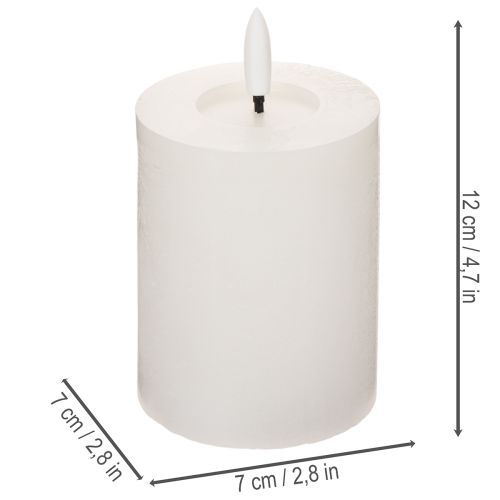 Vela LED cilíndrica, parpadeante, con temporizador, Ø7cm, 12cm | Floristik24.es