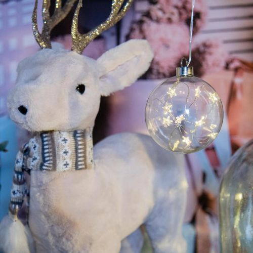 Floristik24 Bolas de Navidad LED luces de hadas de cristal estrellas Ø10cm 2pcs