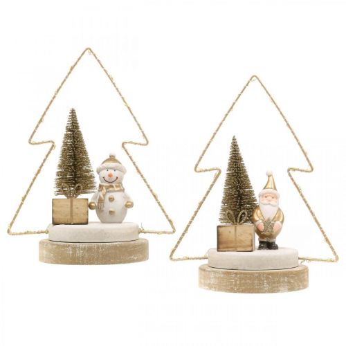 Artículo Decoración de mesa Navidad LED abeto Para batería H21cm, juego de 2