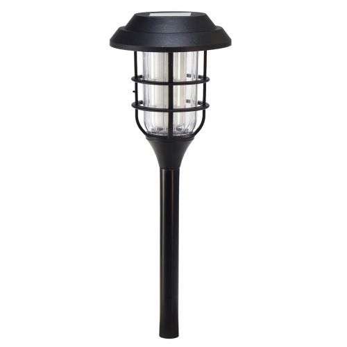 Floristik24 Linterna LED Antorcha solar para jardín Negro Blanco cálido Al. 42 cm