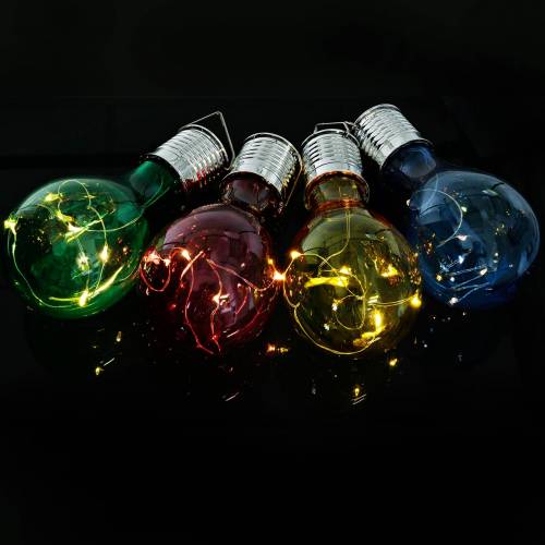 Floristik24 Decoración jardín bombilla LED solar colores surtidos 15cm 4pcs