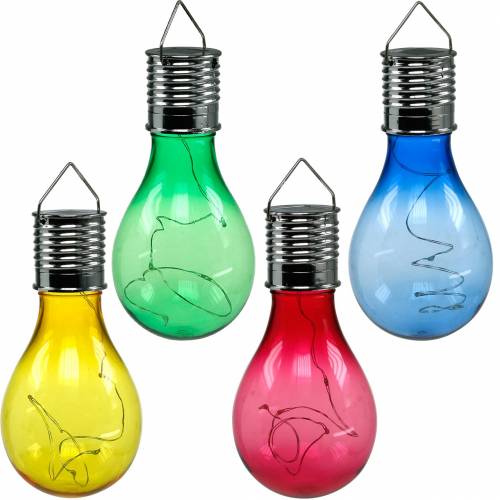 Floristik24 Decoración jardín bombilla LED solar colores surtidos 15cm 4pcs