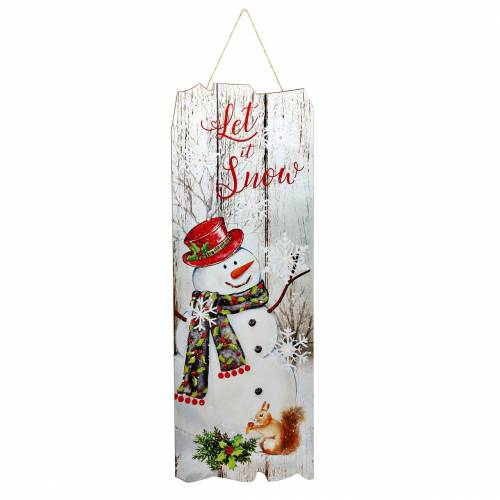 Floristik24 Muñeco de nieve LED mural "Let it Snow" 21 × 60cm Para batería