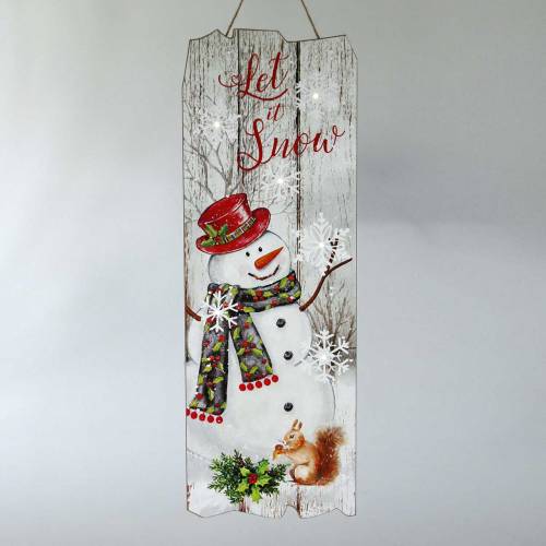 Floristik24 Muñeco de nieve LED mural "Let it Snow" 21 × 60cm Para batería