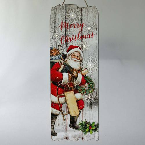 Floristik24 Fotomural LED Papá Noel &quot;Feliz Navidad&quot; 21 × 60cm Para batería