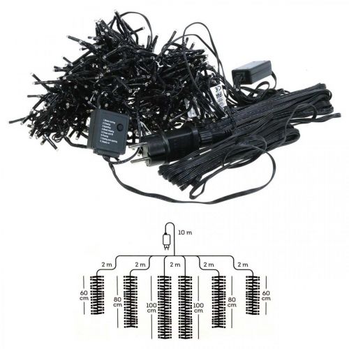 Artículo Cascada de luz con efecto nieve, decoración de invierno Adviento, luces LED 6 hilos blanco cálido 480 L60/80/100cm