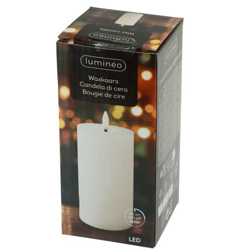 Floristik24 Temporizador de vela LED cera real aspecto rústico blanco Ø7cm H15cm