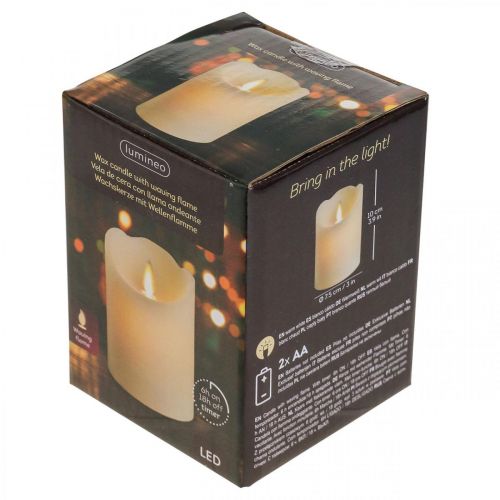 Floristik24 Vela de pilar de cera LED blanco cálido Ø7.5cm H10cm